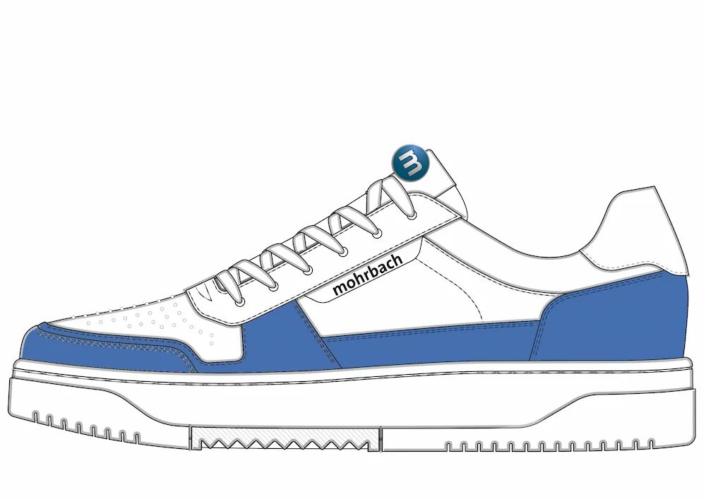 Mohrbach Firmensneaker – Designentwurf in Weiß und Blau